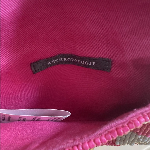 Anthropologie Fiona Beaded Charm Bag ($48 New) Pink & White !!!! - Picture 6 of 6